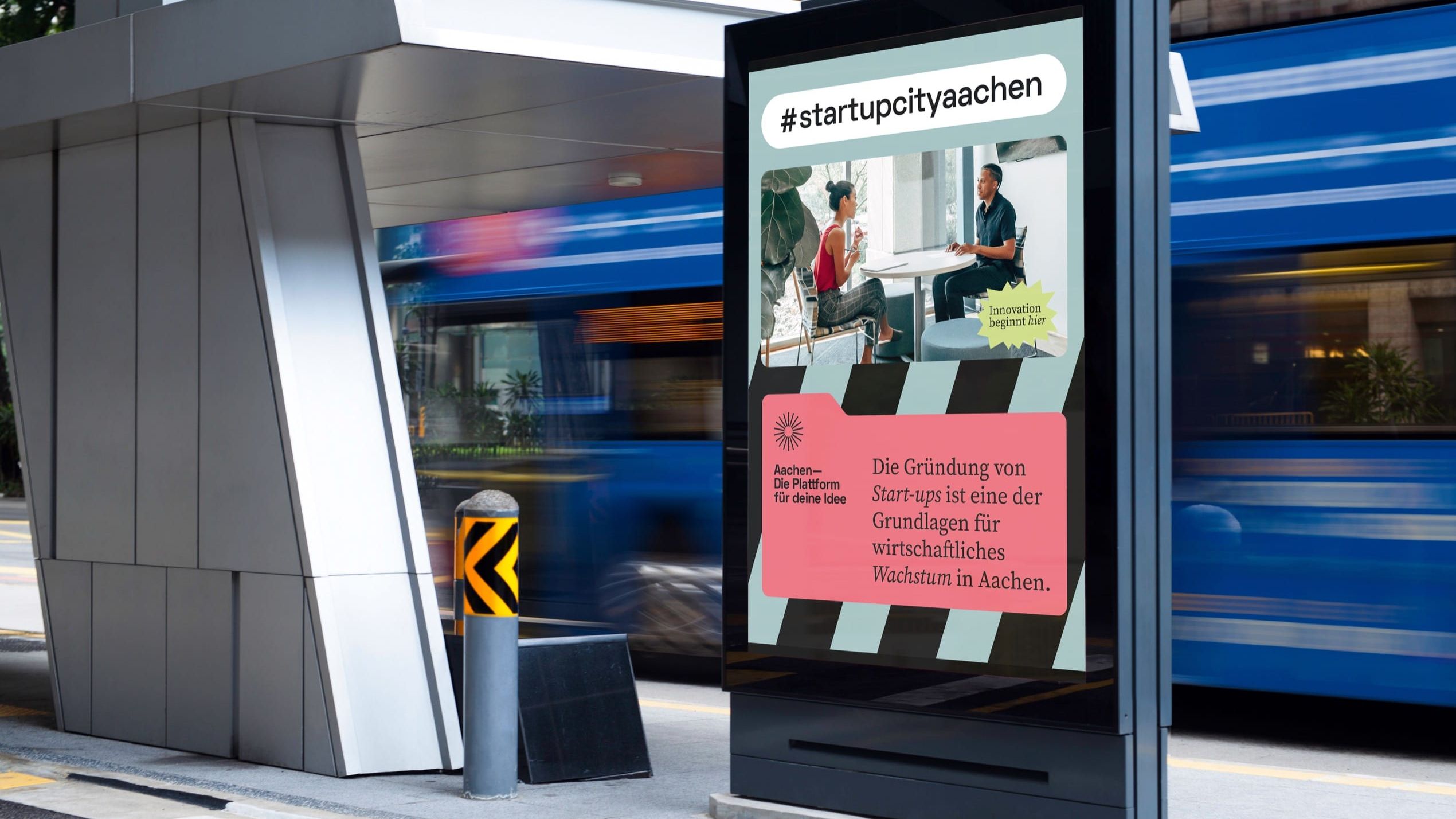 STARTUPCITY AACHEN REBELKO Aachen Corporate Design Branding Agentur Social Media Marketing Kampagne BRAND MANUAL OOH STATION BUS 01